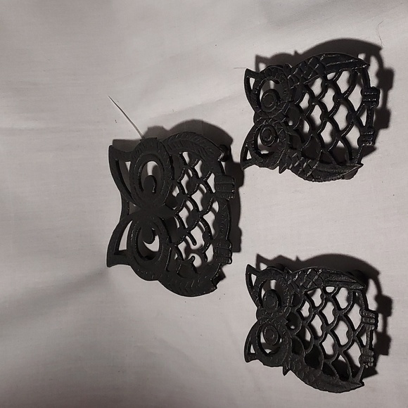 Cast Iron Set of 3 Owls Kitchen Vintage Trivets Set Of Three Cast
